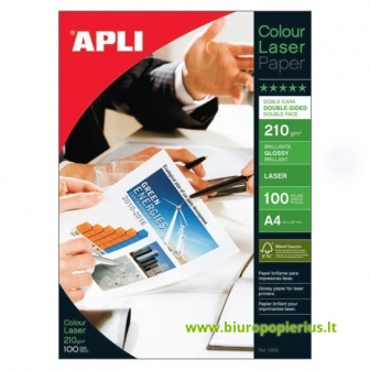  Foto popierius APLI COLOUR LASER GLOSSY, A4, 210 g/m2, 100 lapų