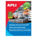  Etiketiniai lipdukai APLI, 64,6 x 33,8 mm, A4, nuimami, 24 lipdukai lape, 100  lapų, balta