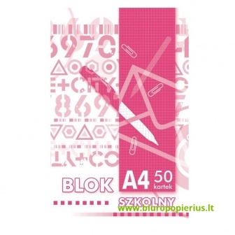  Bloknotas klijuotas KRESKA, A4, 50 lapų, langeliais - 2 vnt.