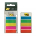  Lipnūs žymekliai POST-IT Basic 12 x 43 mm, plastikiniai, 100 lapelių, 5 spalvos
