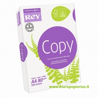  Popierius REY COPY, A4, 80g/m2, 500 lapų/pak.