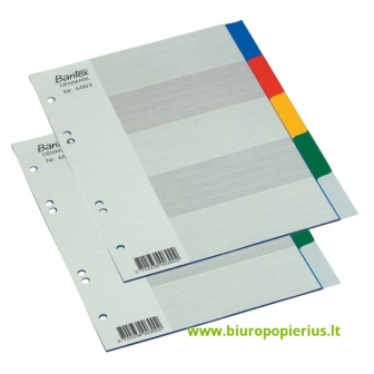  Spalvoti skiriamieji lapai BANTEX, PP, A5, 5 lapai