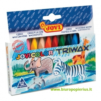 Tribriaunės vaškinės kreidelės JOVI TRIWAX, 12 sp.