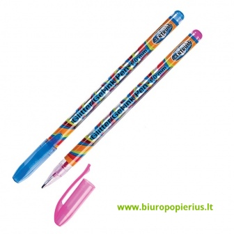  Gelinis rašiklis CENTRUM su blizgučiais 1.0 mm, asorti spalvos