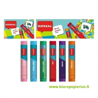  Aliejinės kreidelės NATARAJ, 60 mm ilgio, 12 spalvų
