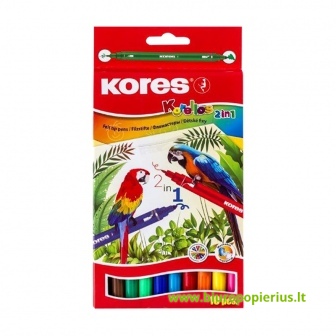  Flomasteriai KORES KORELLO 2 in 1, 10 vnt.
