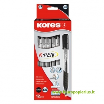  Tušinukas KORES K6-F, 0.7 mm, juodos spalvos tušas - 2 vnt.