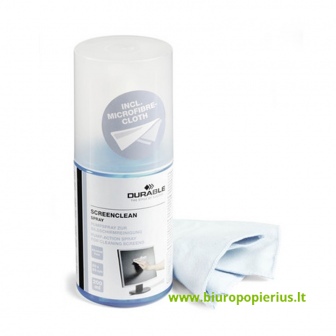  Valymo skystis DURABLE SCREENCLEAN SPRAY 200 ml su šluoste