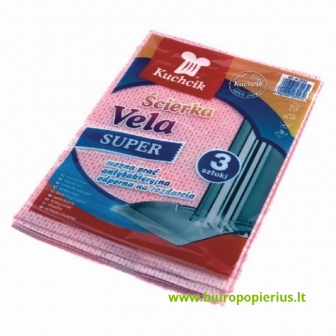  Šluostė KUCHCIK Vela Super, 33 x 50 cm, pakuotėje 3 vnt.