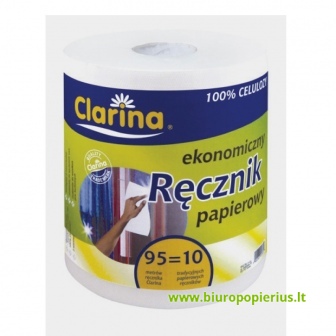  Popieriniai rankšluosčiai CLARINA, 100% celiuliozė, 2 sluoksnių, 22 cm x 100 m, 500 lapų