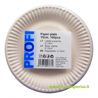  Lėkštė, popierinė, PROFI, D 15 cm, 100 vnt.