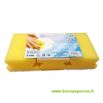  Kempinės virtuvei SAMARELA SUPER NEW MAXI, nebraižo paviršių, 9 x 7cm, 3 vnt./pak.