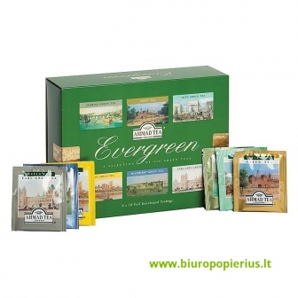  Žalioji arbata AHMAD EVERGREEN SELECTION, pakuotėje 60 arbatos pakelių.