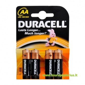  Baterija DURACELL AA, LR06, 4 vnt.