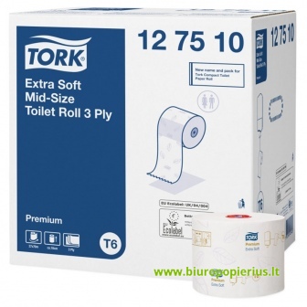  Tualetinis popierius TORK Extra Soft Mid-Size 127510, T6, 3 sl., 9.9cm x 70m, balta sp., 27 vnt