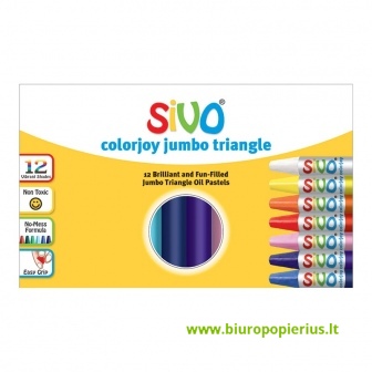  Aliejinės storos kreidelės SIVO Jumbo, 90 mm, 12 spalvų