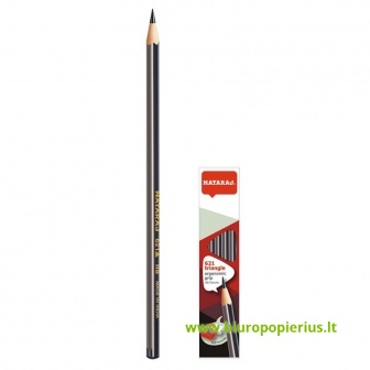  Pieštukas NATARAJ tribriaunis, HB, pilka su juoda, be trintuko