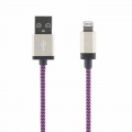  Mob. telefono kabelis STREETZ USB-Lightning iPhone, 1.0m, violetinis / IPLH-237
