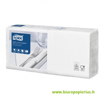  Servetėlės TORK SOFT LUNCH, 3 sl., 150 vnt., 33 x 32.6 cm, balta