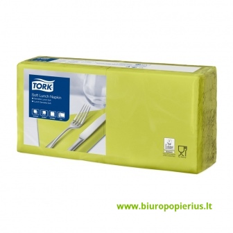 Servetėlės TORK SOFT LUNCH, 3 sluoksnių, 150 vnt, 33 x 32.6 cm, žalios citrinos