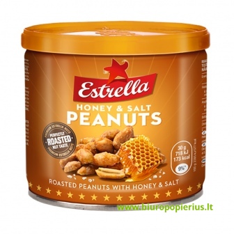  Kepinti žemės riešutai su medumi ir druska ESTRELLA, metalinis indelis, 140 g