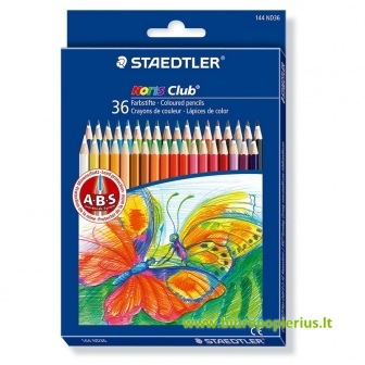  Spalvoti pieštukai STAEDTLER Noris Club 144, 36 spalvų.