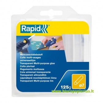  Klijų lazdelės RAPID D7, 7 mm skersmuo, 6,5 cm ilgis, 125 g, skaidrios