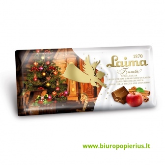  Juodojo šokoladas LAIMA su obuolių žele ir cinamonu, 100 g.