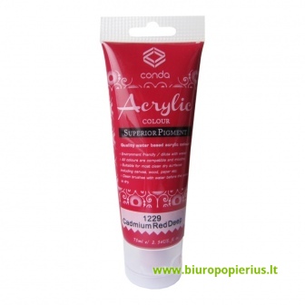  Akriliniai dažai 75 ml 1229, kadmio raudona