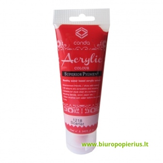  Akriliniai dažai 75 ml 1218, skaisčiai raudona
