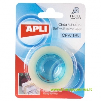 Lipni juostelė APLI CRYSTAL, 19 mm x 33 m, ypač skaidri