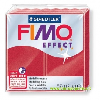  Modelinas FIMO EFFECT, 56 g, žvilganti rubinų raudona sp.