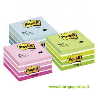  Lipnūs lapeliai POST-IT Akvarelė  kubas, 450 lapelių, 76 x 76 mm, mėlynos ir baltos spalvos derinys