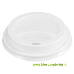  Popierinių puodelių dangteliai PELLINI 400 ml, PS, 100 vnt., balta sp.