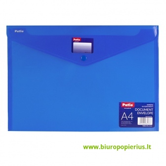  Aplankas (vokas) su spaustuku PATIO, A4, PP, mėlynas