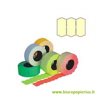  Kainų etiketės 26x16 mm, su bangele, 5 rit., balta