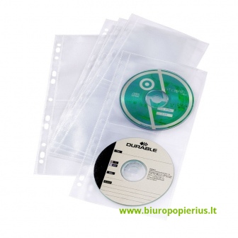  Įmautės CD DURABLE, A4, talpa 4 CD, (pak. - 5 vnt.),skaidrios