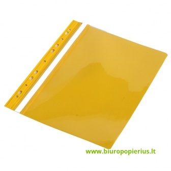  Aplankas su įsegėle ir europerforacija PANTA PLAST, A4, skaidrus viršelis,(pak. -10 vnt.), geltonas