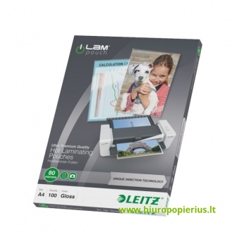  Laminavimo vokeliai Leitz A4, 80 mic. UDT, 100 vnt.