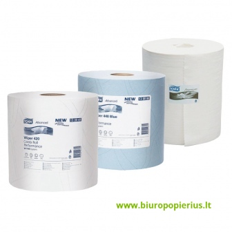  Pramoninis popierius TORK Advanced 420 W1/W2, 130041, 2 sl., 23.5 cm x 255 m, balta sp., 2 vnt