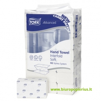  Rankų valymo servetėlės TORK ADVANCED SOFT, H2 120289,2 sl., 180 serv., 21.2 x 26 cm, balta sp., 21 vnt