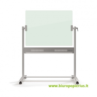  Dvipusė vartoma stiklinė magnetinė lenta NOBO DIAMOND 120x90 cm, mobilus stovas, balta sp.
