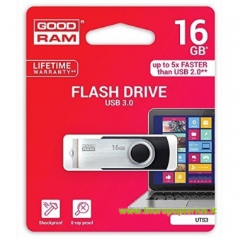  Atmintinė USB 3.0 GOODRAM UTS3 16GB, juoda sp.
