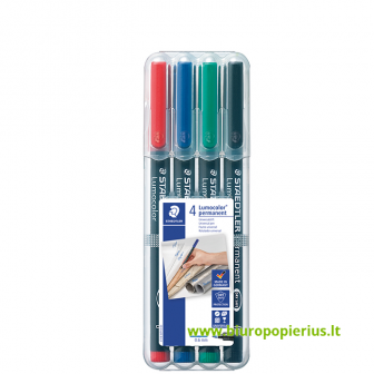  Permanentinis žymeklis  STAEDTLER LUMOCOLOR 318F, 0.6 mm, 4 spalvų rinkinys