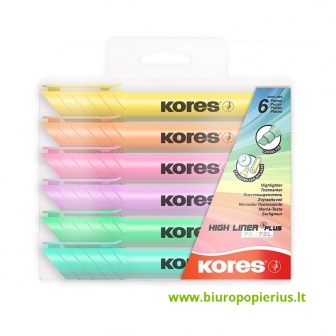  Teksto žymeklis KORES HIGH LINER PLUS, 4 pastelinės spalvos