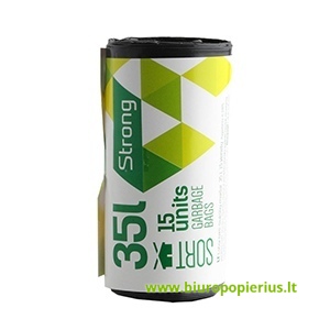  Maišas šiukšlėms SORTEX, juodas 35 L x 15 vnt.