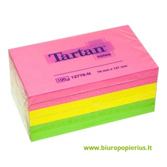  Lipnūs lapeliai TARTAN, 76 x 127 mm, 100 lapelių, įvairios spalvos, 6 vnt.