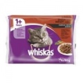  Konservuotas kačių ėdalas WHISKAS, nuo 1 metų, mėsos rinkinys, 4x100 g
