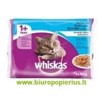  Konservuotas kačių ėdalas WHISKAS, nuo 1 metų, žuvies rinkinys, 4x100 g