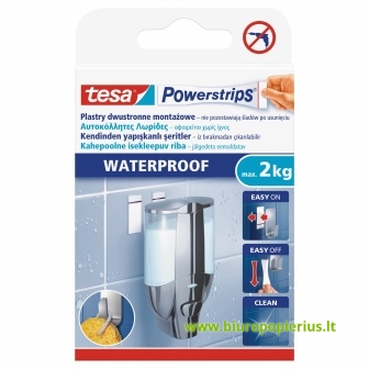  Dvipusio lipnumo nuimamos juostelės TESA Powerstrips Waterproof Strips Large, didelės,atsparios vandeniui, 6vnt.